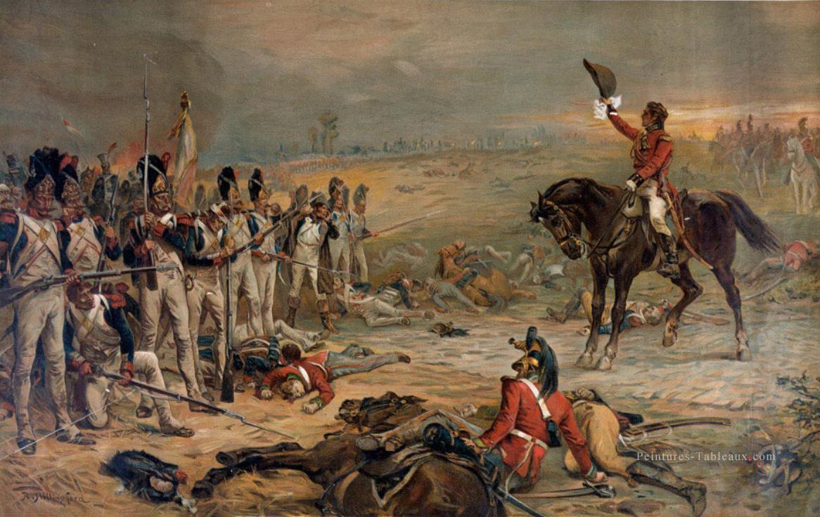 Le dernier stand des gardes impériaux à Waterloo Robert Alexander Hillingford scènes de batailles historiques Peintures à l'huile